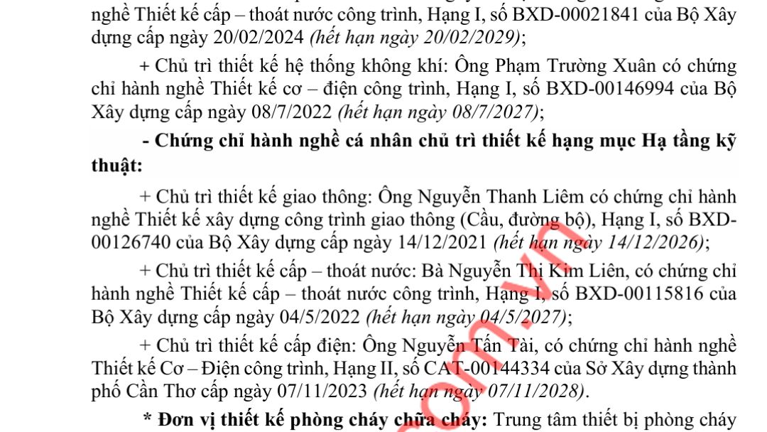 Danh sách các văn bản pháp lý cốt lõi của dự án The Win City