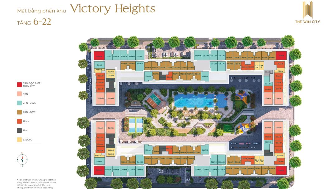 Mặt bằng tổng thể The Win City - Chi tiết căn hộ phân khu Victory Heights