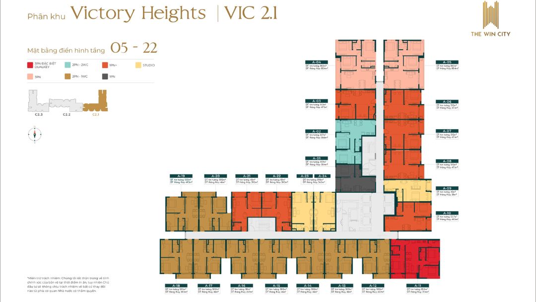 Mặt bằng điển hình Tòa VIC 2.1 The Win City