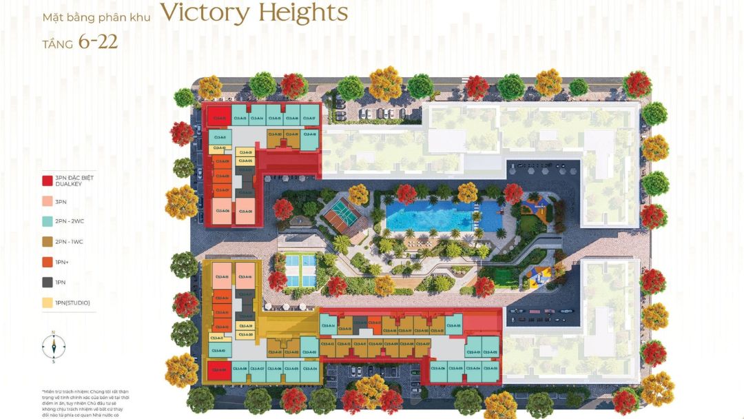 Tổng quan vị trí tòa VIC 1.3 trong Master Plan phân khu Victory Heights