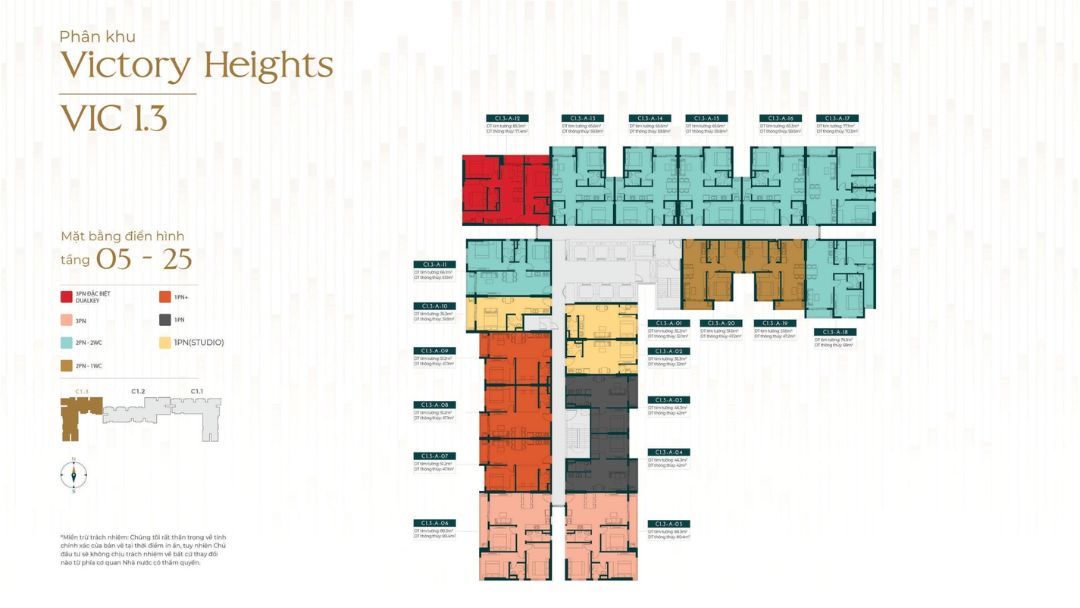 Mặt bằng tầng điển hình tòa VIC 1.3 Victory Heights (tầng 05-25)