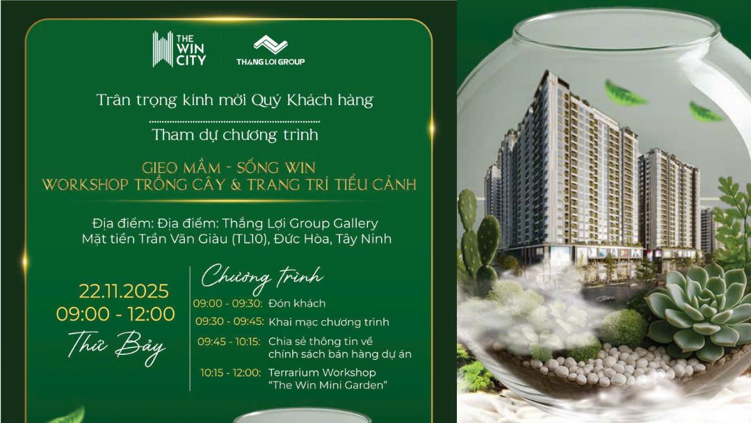 Workshop Gieo Mầm Sống Win tại The Win City ngày 22/11 - Trải nghiệm nghệ thuật Terrarium