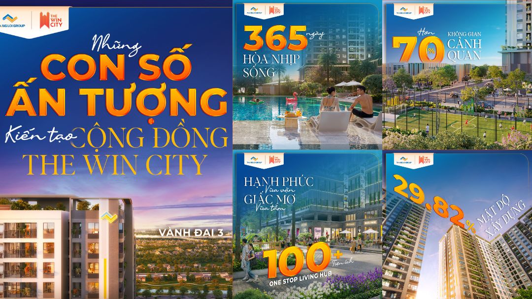 Phối cảnh tổng thể dự án The Win City với mật độ xây dựng thấp và không gian xanh lớn